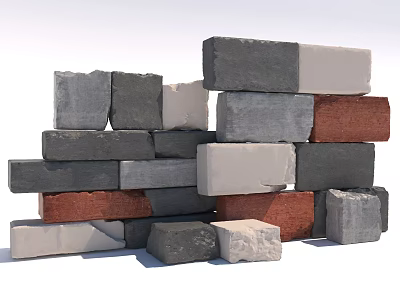 Stacked Bricks Featuring Various Colors Textures Sizes And Shapes For Construction 3d model