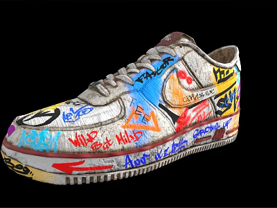 Colorful Graffiti Sneakers With Street Art Design And Hand Painted Details 3d model