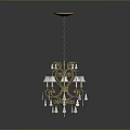 Elegant Golden Chandelier Set With Two Hanging Lights Crystal Decorations And Candle Shaped Arms