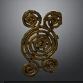 Abstract Spiral Bronze Sculpture Intricate Carved Design On Dark Background