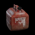 Vintage Red Worn Metal Jerry Can With The Old Man Fire Supply Label