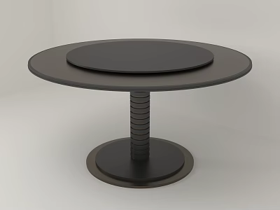 Round Black Dining Table with Spiral Central Leg in Modern Minimalist Design 3d model
