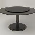 Round Black Dining Table with Spiral Central Leg in Modern Minimalist Design
