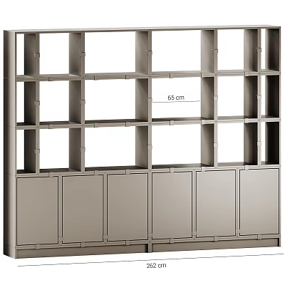 Modern Metal Frame Bookcase With Multiple Shelves And Bottom Cabinet Doors Dimensions 56.5cm 3d model