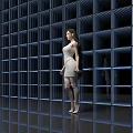 Modern Commercial Display Equipment With Blue Grid Shelving And Elegant Design