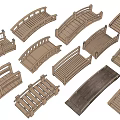 Multiple Wooden Landscape Bridges With Various Design Styles And Railing Structures
