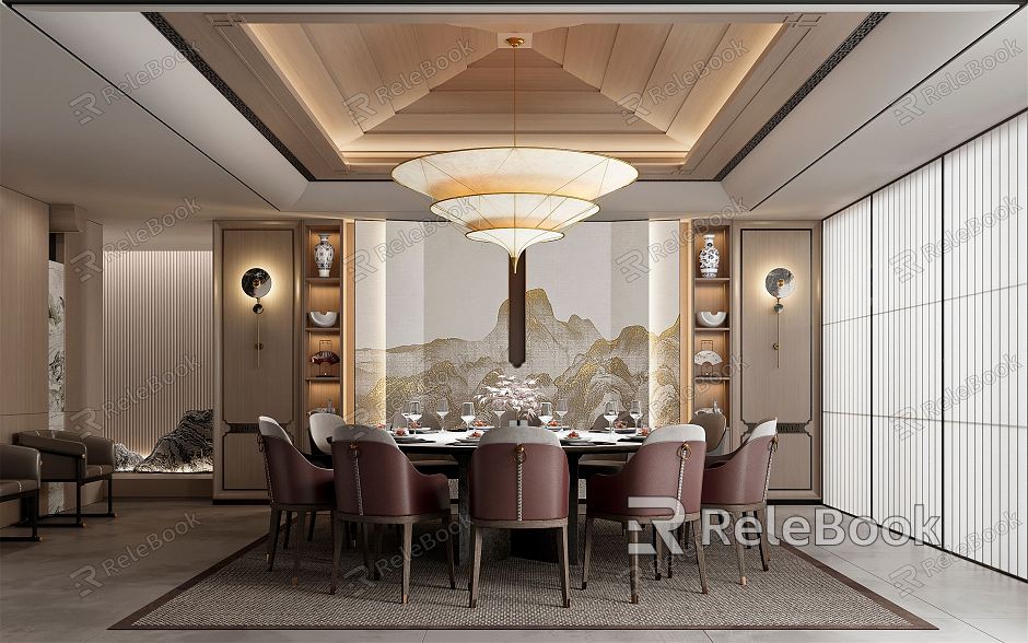 New Chinese Room Restaurant Room model