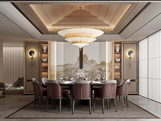 New Chinese Room Restaurant Room 3d model