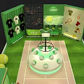 Green Tennis Themed Photo Check in Spot With Branded Vending Machine And Decorations