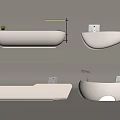 Cream wind curved bar reception desk 3d model