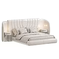 Modern Elegant Bed Design With Upholstered Headboard Bedside Tables And Light Bedding 3d model