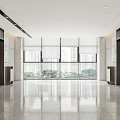 Modern Elevator Lobby Interior With Stone Walls Green Plants And Marble Flooring