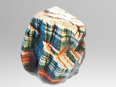 Unique Colorful Polished Stone Featuring Multicolored Stripes And Natural Layered Texture 3d model