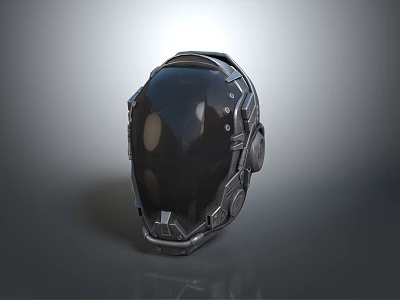 High Tech Weapon Helmet With Metallic Shell Black Visor And Futuristic Combat Design 3d model