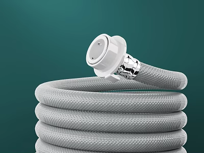 Phone Digital Charging Cable With Braided Hose White Connector And Coiled Design 3d model