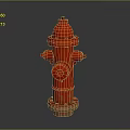 Red Fire Hydrant With Top Cap And Side Outlets On Concrete Base