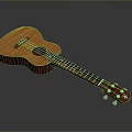 Wooden Brown Ukulele With Strings Body And Tuning Pegs As Daily Life Product