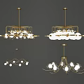 Modern Gold Chandeliers With Metal Frames Glass Globes And Cloud Design Elements 3d model
