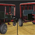 Vintage Red Tricycle With Passenger Seat And Black Wheels On Dirt Road