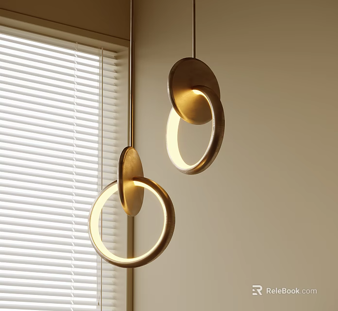 Modern Luxury Gold Ring Pendant Light with Stylish Design for Dining Room 3d model 