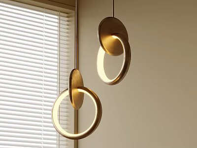 Modern Luxury Gold Ring Pendant Light with Stylish Design for Dining Room 3d model