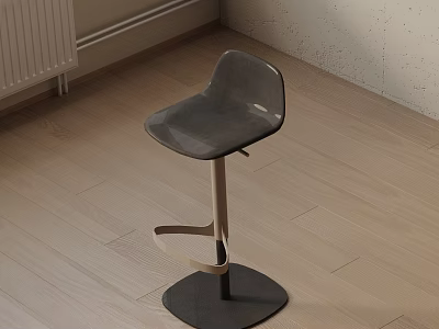 Modern Gray Bar Stool With Minimalist Design And Round Base On Wooden Floor 3d model
