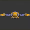 Blue And Yellow Robot Character With Mechanical Arms Legs And Helmet