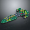 Futuristic Green And Yellow Aircraft 3D Model With Multi Section Detailed Structure Design