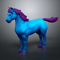 Blue Horse With Purple Mane And Tail In Stylized Design