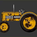 Vintage Yellow Classic Tractor With Large Wheels And Retro Rustic Design