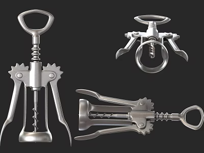 Stainless Steel Corkscrews With Various Designs Spiral And Handle Details 3d model