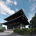 Ancient Traditional Architecture With Classic Pagoda Roof Stone Steps And Surrounding Trees