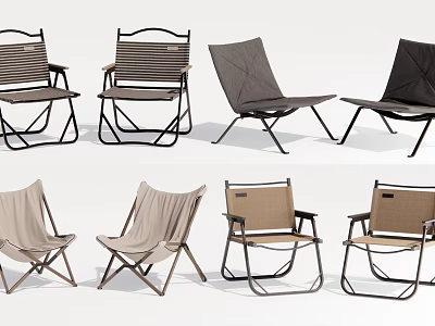 Various Modern Outdoor Chairs With Multiple Designs Metal Frames And Fabric Seats 3d model