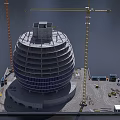 Construction Site With Dome Shaped Building And Tower Cranes Under Construction 3d model