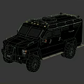 Black Armored Vehicle With Robust Design Roof Mounted Equipment And Star Emblem