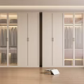 Elegant Modern Wardrobe Design With Glass Doors Gold Handles And White Finish