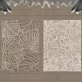 Square Rugs With Leaf And Flower Patterns On Wooden Floor 3d model
