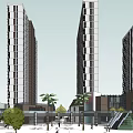 Modern Urban High Rise Buildings With Low Rise Structures And Coastal Greenery