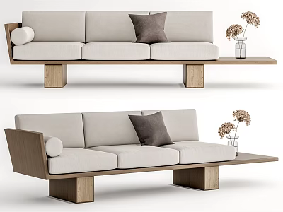 Quiet three-person sofa multi-person sofa 3d model