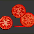 Fresh Red Juicy Tomato Slices On Black Background For Healthy Salad