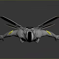 Futuristic Silver Mechanical Character With Biomechanical Design Solar Panel Wings And Yellow Accents