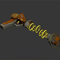 Futuristic Mechanical Weapon With Orange Silver Spring And Circular Components 3d model