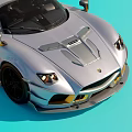 Silver Sports Car With Sleek Aerodynamic Design Yellow Stripe Accents And Black Wheels