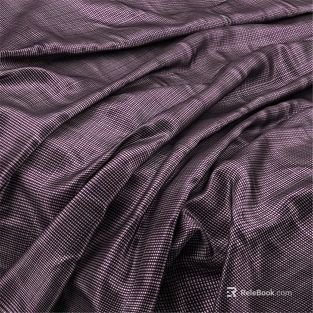 Elegant Purple Checkered Fabric With Smooth Texture And Wavy Folds 3d model 