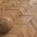 Oak Wood Flooring In Herringbone Pattern With Wooden Sphere 3d model