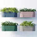 Colorful Ribbed Potted Plants in Blue Pink Green Beige Containers for Indoor Decor