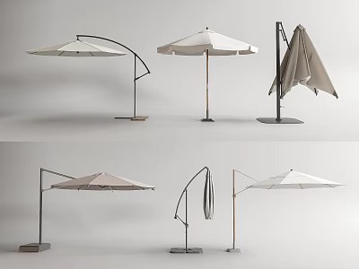Various Outdoor Sunshade Designs With Adjustable Structures And Sturdy Bases 3d model
