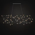 Modern Geometric Chandelier with Irregular Linear Mesh Structure and Small Light Bulbs 3d model