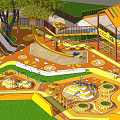 Vibrant Children's Playground Featuring Slide Climbing Structure Numbers Orange Surface And Green Lawn