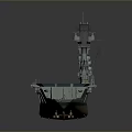 Detailed Aircraft Carrier Model As Water Transport Vehicle With Blue Deck And Island Structure